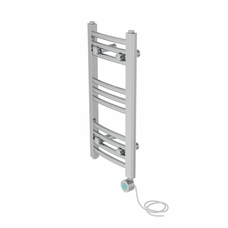 Ameia Curved Towel Rail Heated Towel Rails, 60cm H x 30cm W x 3.4cm D, Chrome