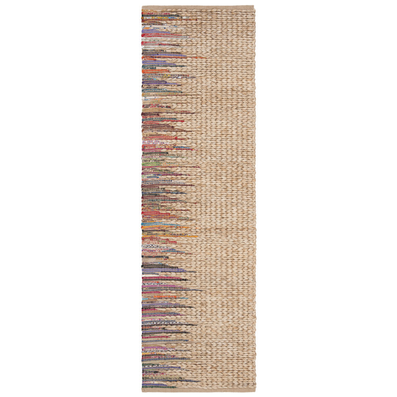 Plympt Hand Woven Jute, Cotton Rug, Runner 2'3" x 8'