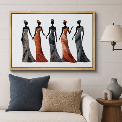 African Fashion Figure Artwork, Bedroom Pictures, Framed Canvas Giclee Print Wall Art