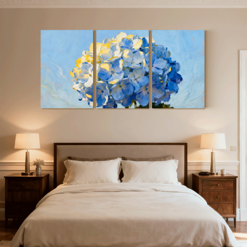Hydrangea, ensemble de 3 impressions sur toile, H 24 po x l 48 po