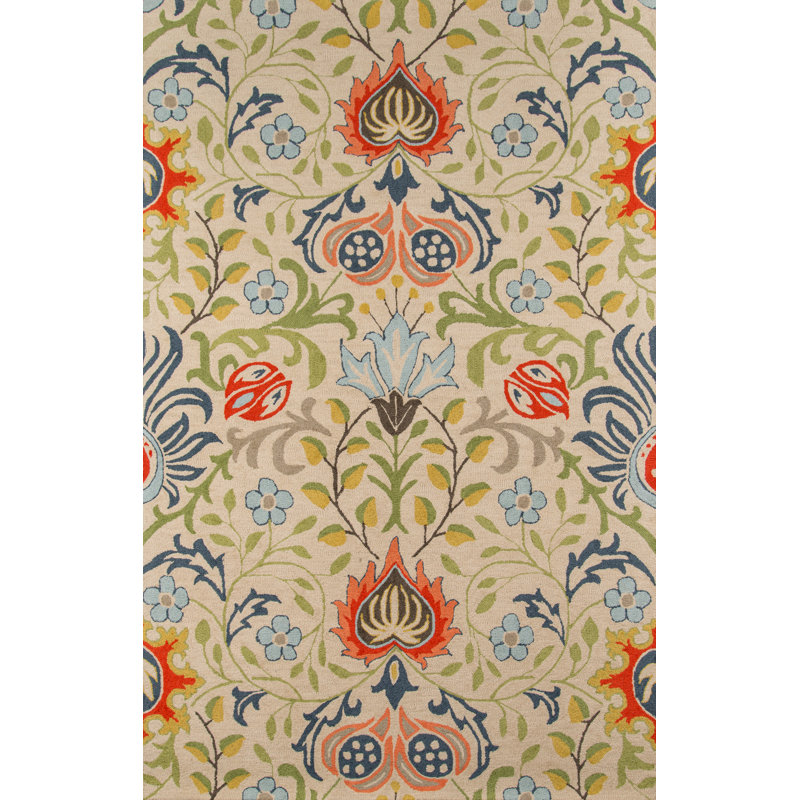 Annechien Hand Tufted Wool Floral Indoor Rug, Rectangle 3'9" x 5'9"
