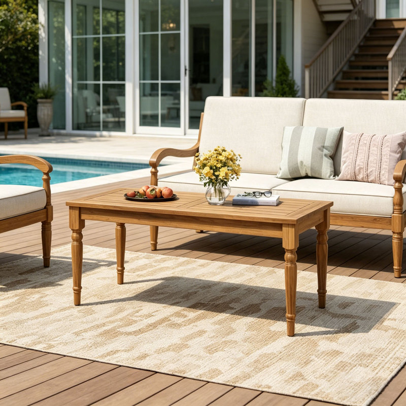 Table basse d'extérieur, finition naturelle