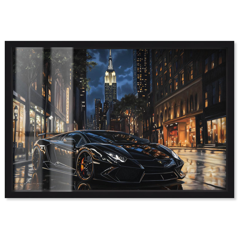 «Night Sightings in NYC Shadowbox», reproduction d'art par Art Remedy, H 11 po x l 16 po, Noir