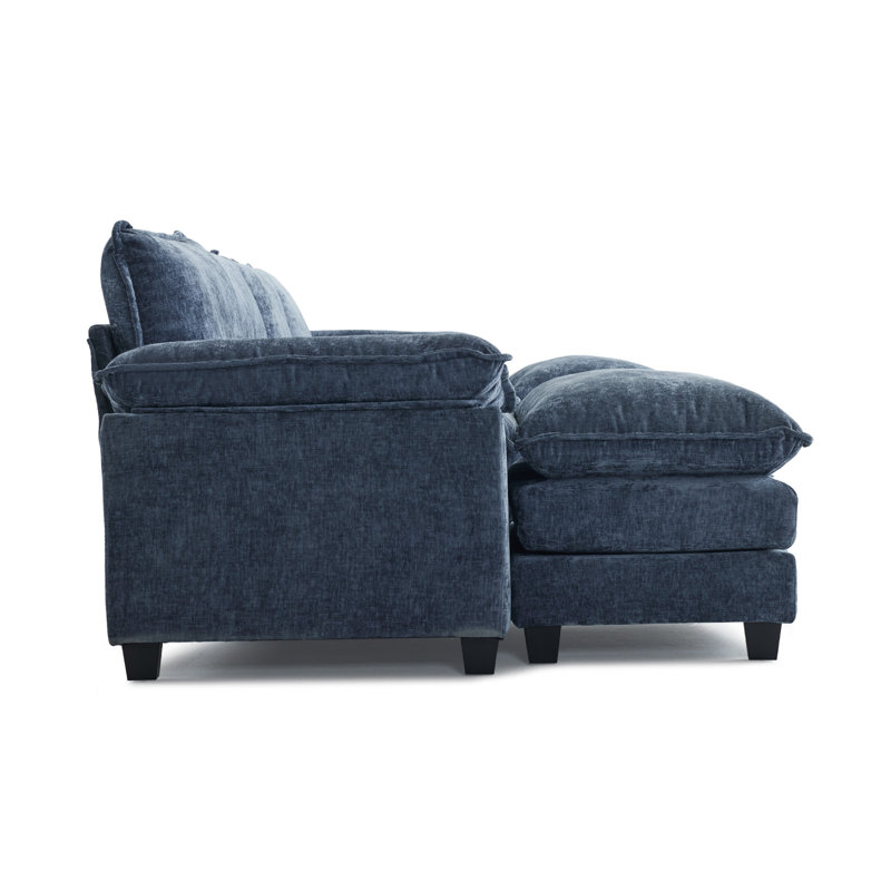 Latitude Run® 4-Seat Sectionals With 2 Ottoman, Gray Blue Chenille