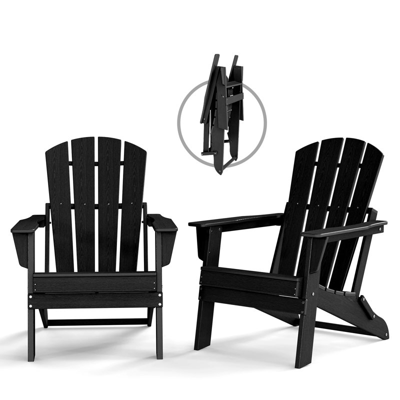 Chaises pliables Adirondack, ensemble de chaises de patio en PEHD léger et portable, siège de foyer d'extérieur pliable et peu encombrant pour le camping, la cour arrière et la terrasse