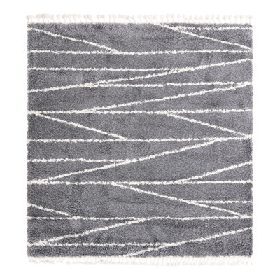 Tapis gris à rayures Ananya