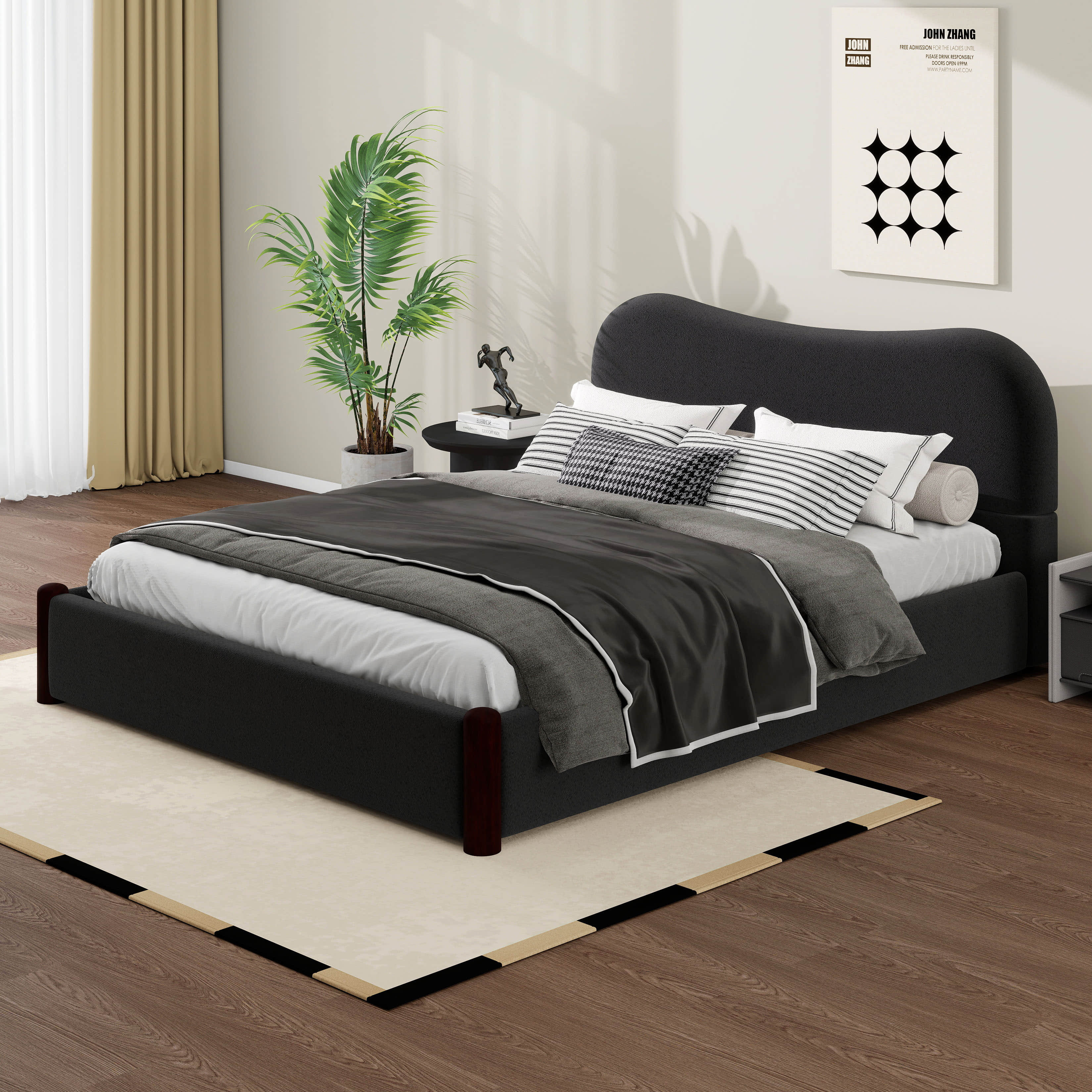 Latitude Run® Upholstered Platform Bed With Wood Supporting Feet ...