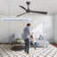 Ventilateur de plafond noir 52 po avec télécommande sans lumières, ventilateurs de plafond à 3 pales modernes pour l'intérieur et l'extérieur
