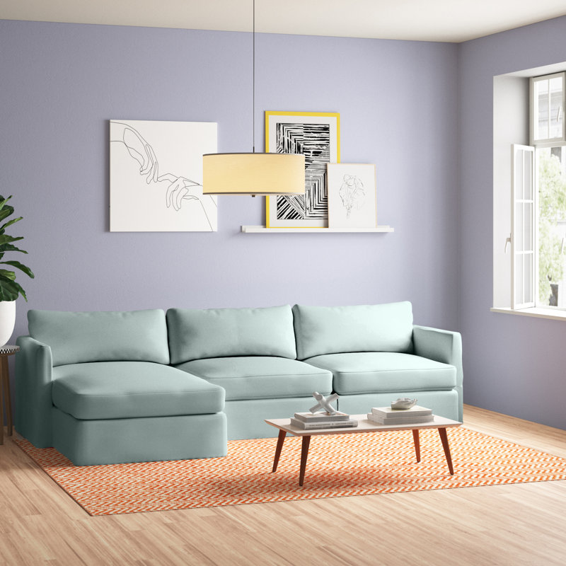 Hartig Upholstered L-Shaped Sectional, Left Hand Facing, Canvas Spa Sunbrella® Canvas