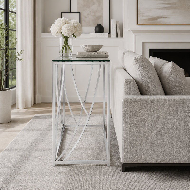 Glass Top Entryway Console Table
