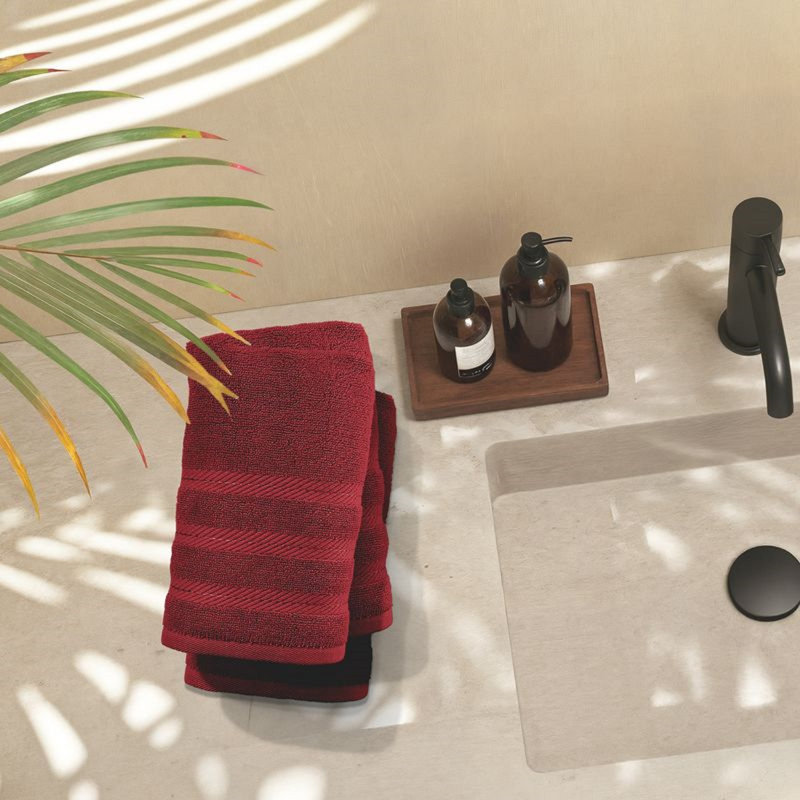  100% Combed Cotton Hand Towels – Ultra Soft & Highly Absorbent, 16" x 28", 4-Piece Set, Red, Hand Towels - 4 Pack