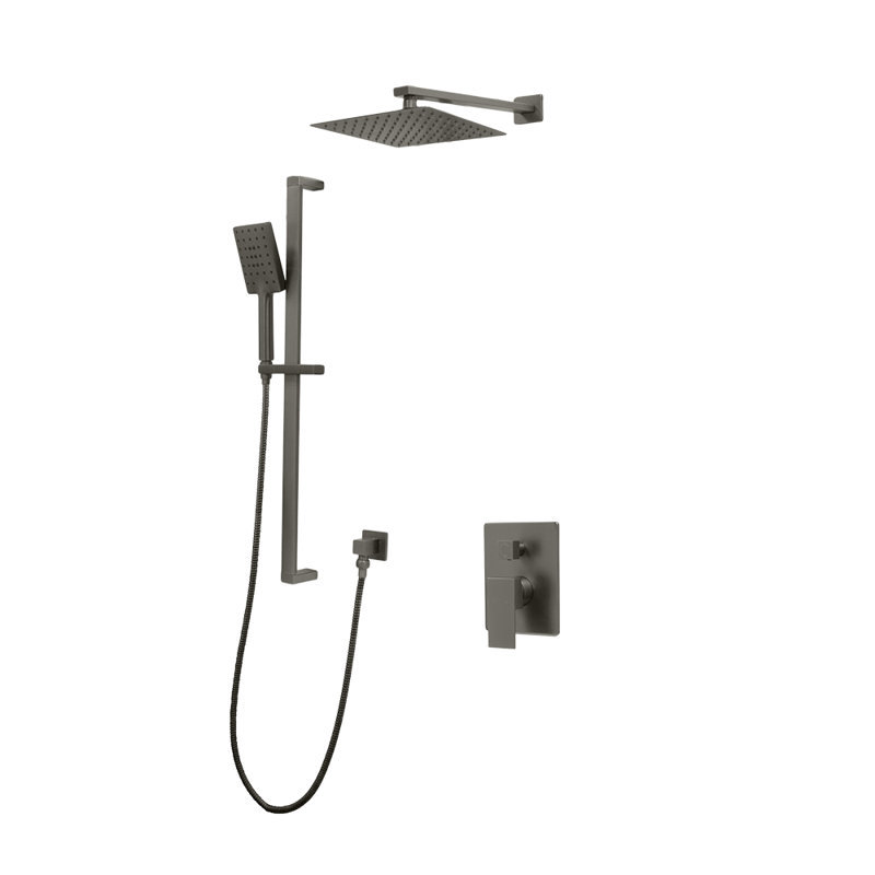 Système de douche complet à contrôle de température Madison avec valve brute, Graphite noir