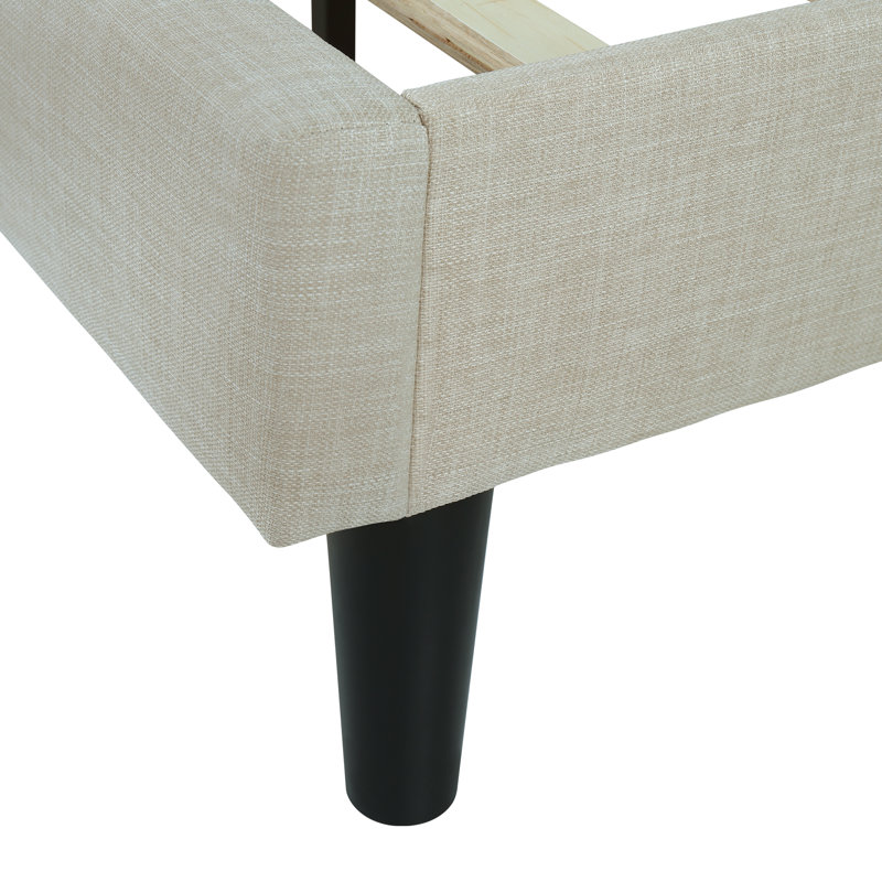 Lit plateforme à profil bas Dajai, Beige, Grand