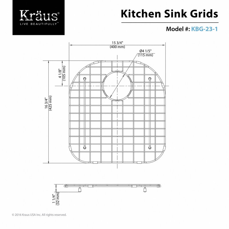 Stainless Steel 16" x 16" Sink Grid