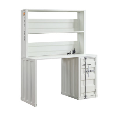 Bureau d'écriture blanc à 1 porte avec rehausse
