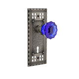 Craftsman Plate with Decorative Keyhole and Crystal Cobalt Door Knob