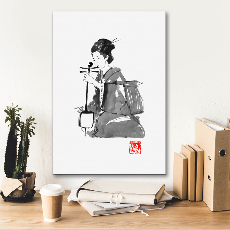 «Play Geisha» par Pechane, art mural sur toile, H 26 po x l 18 po