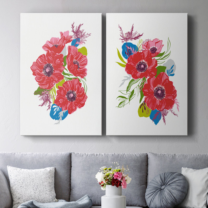 Toile tendue avec châssis I-Premium Brilliant Poppies - prêt à accrocher, H 18 po x l 24 po