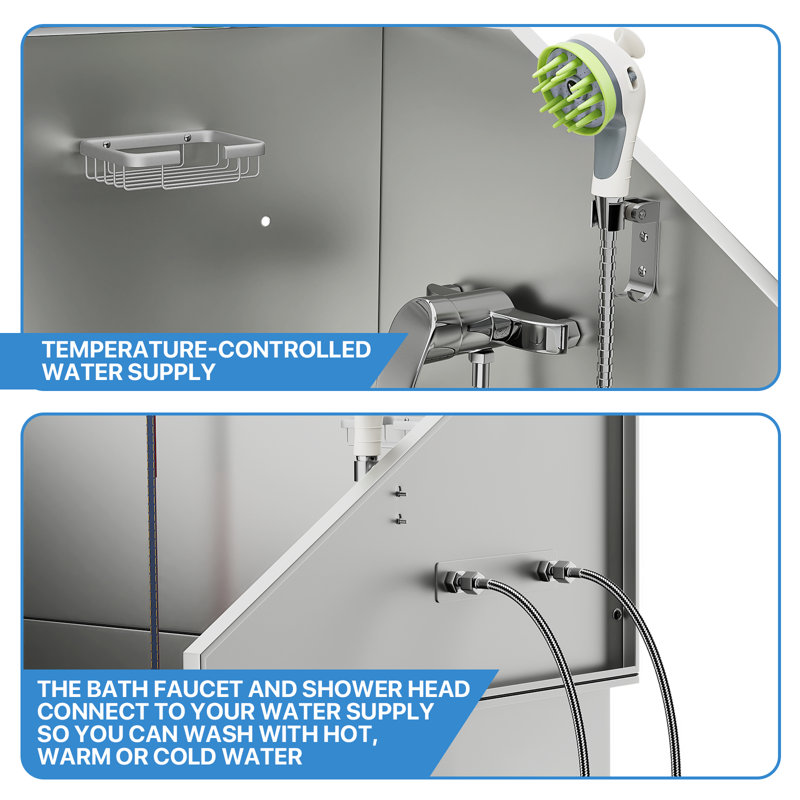 Stainless Steel Adjustable Electric Pet Grooming Tub with Ramp