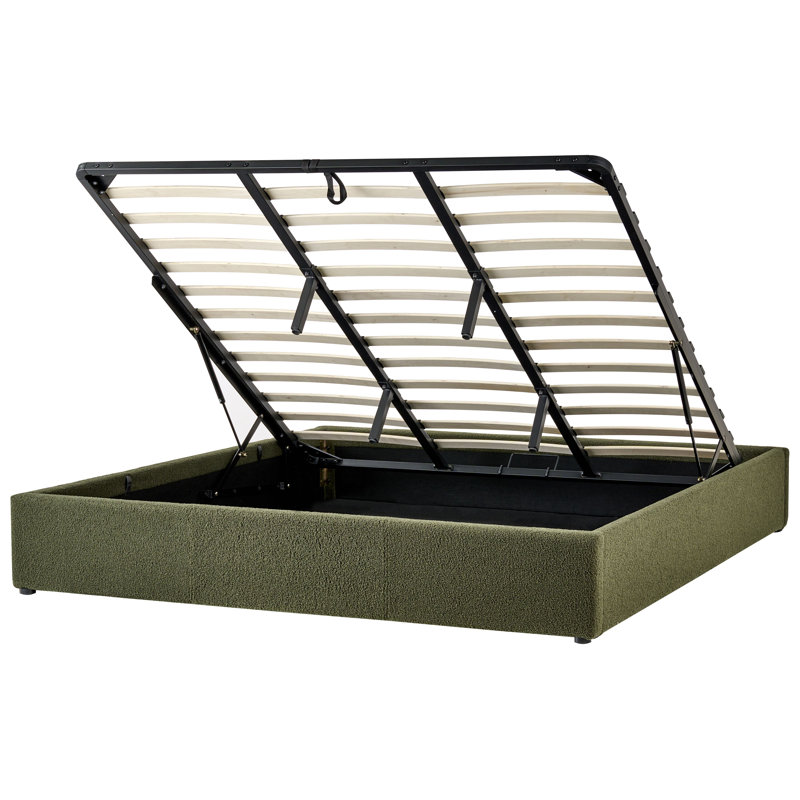 Upholstered Boucle Lift Up Storage Ottoman Bed, Super King (6')