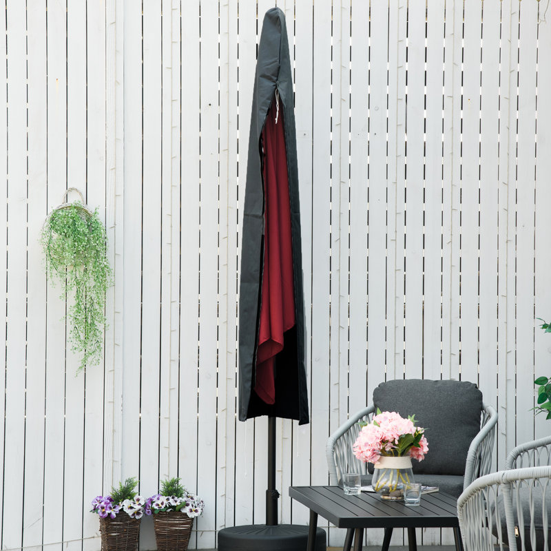 Hadara Parasol Cover Patio with Rod Zipper for 2-4 m Parasol Dark Grey