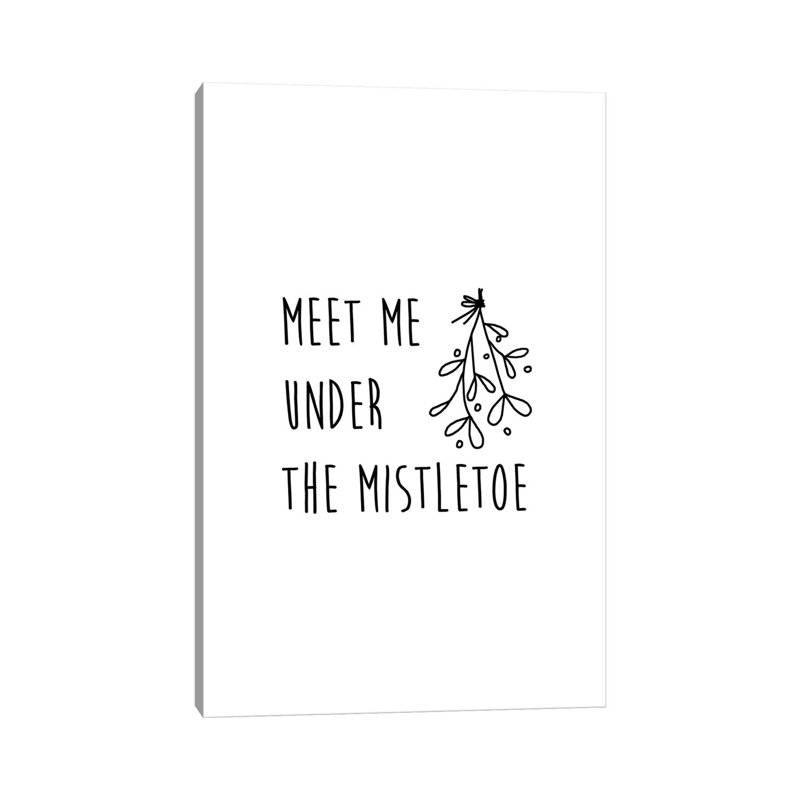 Meet Me Under The Mistletoe B&W by Orara Studio - Wrapped Canvas Gallery-Wrapped Canvas Giclée