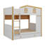 Lit superposé inspiré d'une maisonnette avec tiroirs de rangement, lit superposé en bois équipé de tablettes de rangement, lits superposés avec échelle pour maisonnette-895304286