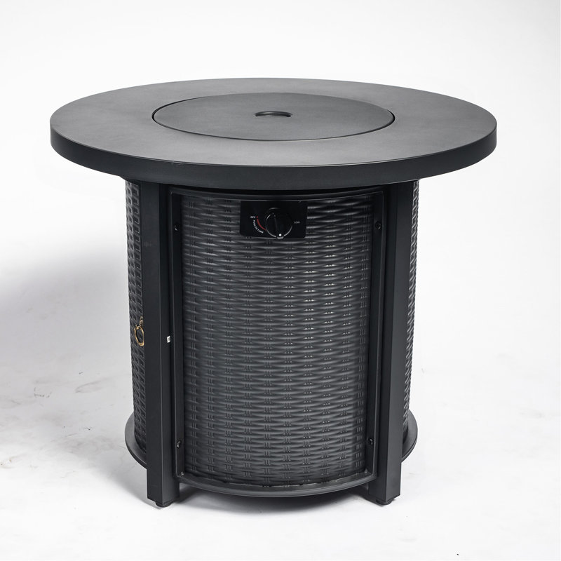 30" Propane Gas Fire Pit Table, 50000 BTU Round Steel Fire Pit For Outside Patio Deck Garden Courtyard-Black