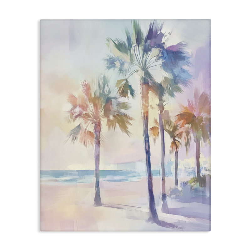 Toile de palmiers chauds pastel, design par Arlington Prints, H 20 po x l 16 po