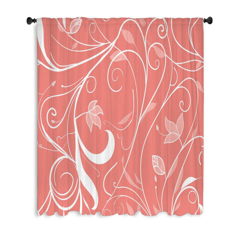 Rideaux à motif floral, occultant et voilages - 1 panneau-12280-sheer-12280, L 53 po x L 87 po
