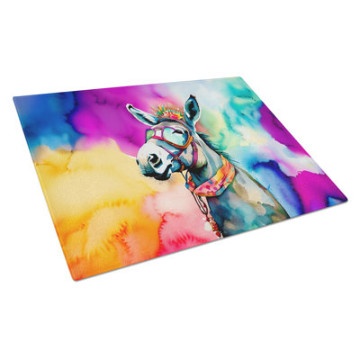 Hippie Animal Donkey Glass Cutting Board