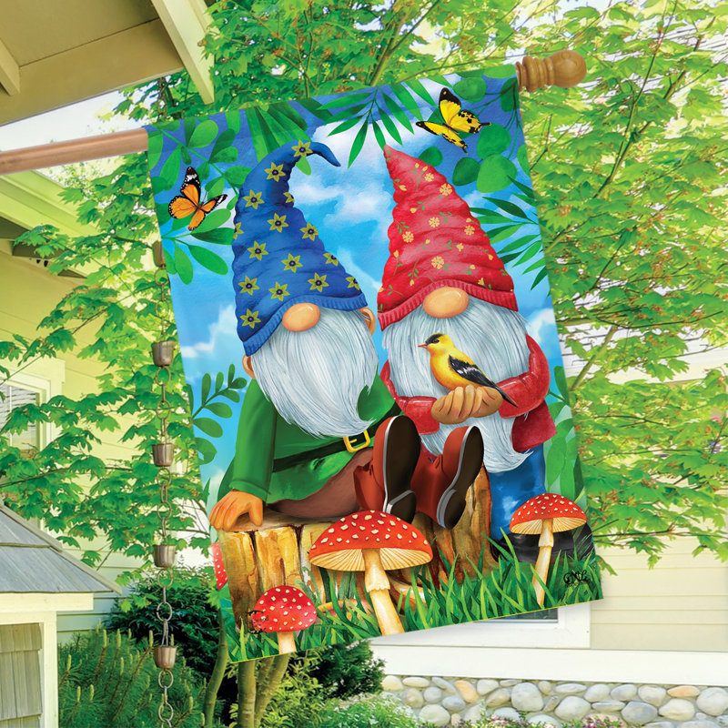 Gnome Sweet Gnome Spring House Flag