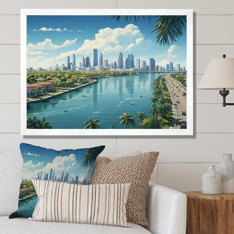 «Miami Sunshines State III», reproduction sur toile, H 24 po x l 32 po x P 1 po, Cadre photo blanc