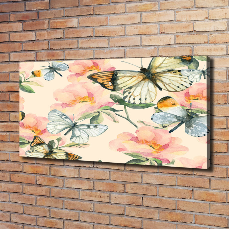 Butterflies And Flowers - Wrapped Canvas Print