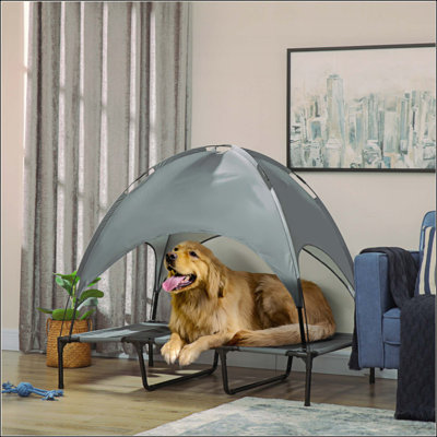 Lit surélevé portatif pour chien avec abat-jour de protection UV