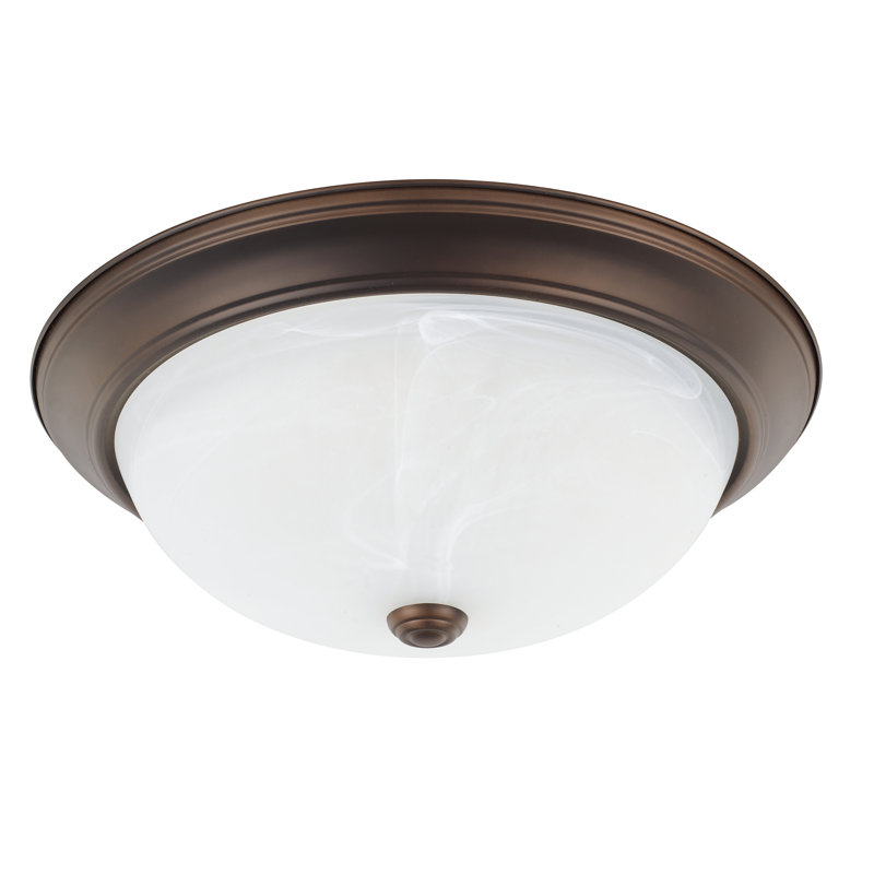 Plafonnier encastré circulaire simple 14,75 po Grapevine, Bronze, Blanc faux Verre albâtre