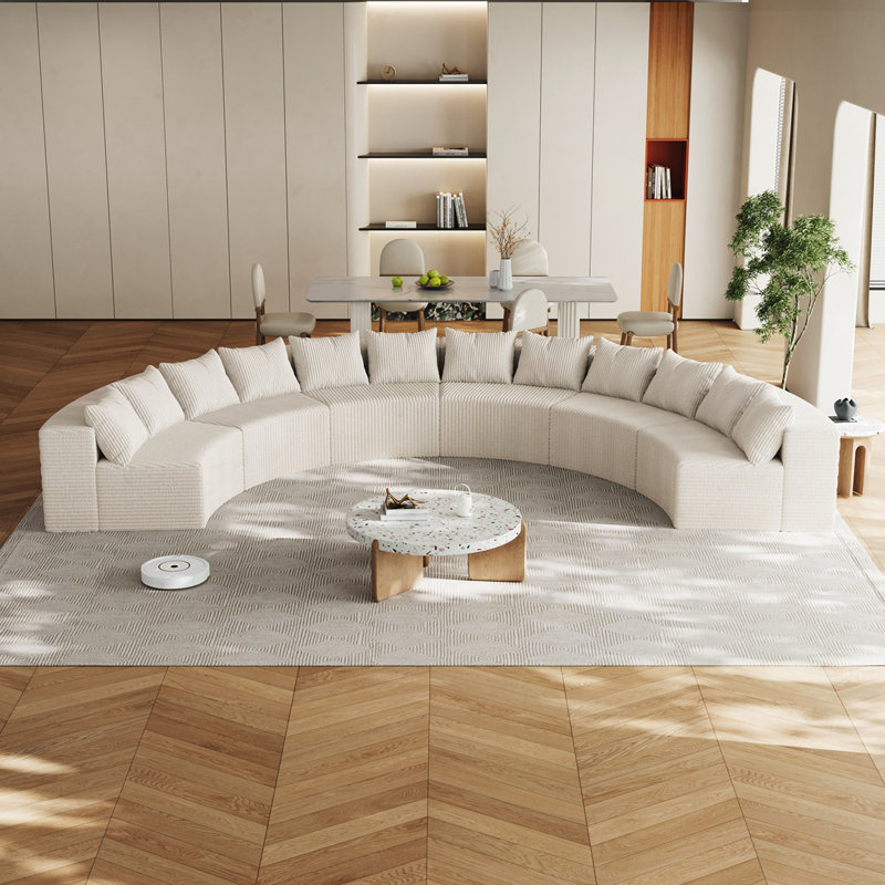 Détendez-vous avec style grâce au canapé modulaire incurvé en velours côtelé, Jaune