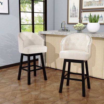 Ensemble de 2 chaises de salle à manger, tabouret de bar pivotant à 360 degrés avec garniture cloutée