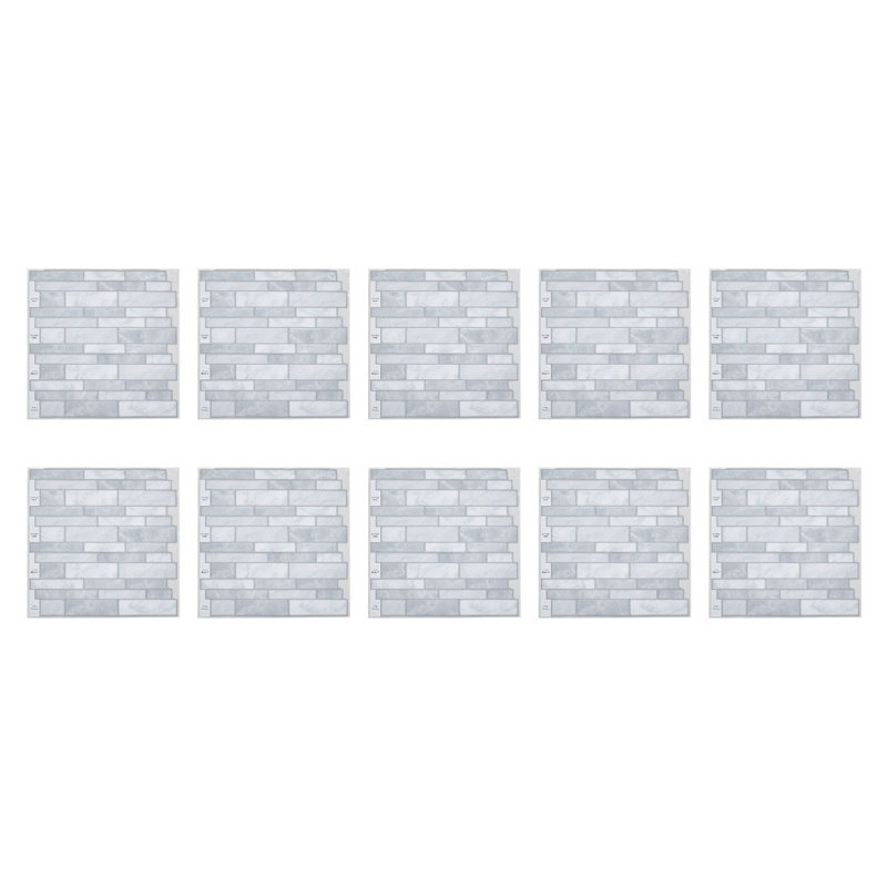 Set of 10 Self-adhesive Wall Tile Stickers, Black/White