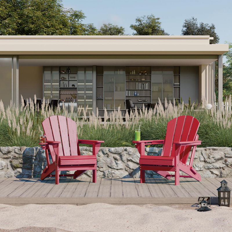Chaise Adirondack pliante en PEHD pour patio, Rouge