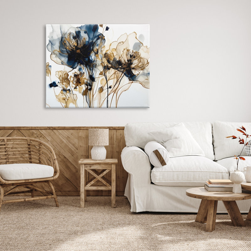 Red Barrel Studio Abstract Flowers On White Canvas Wall Art Design By LSR Design Studio, L 48 po x H 36 po