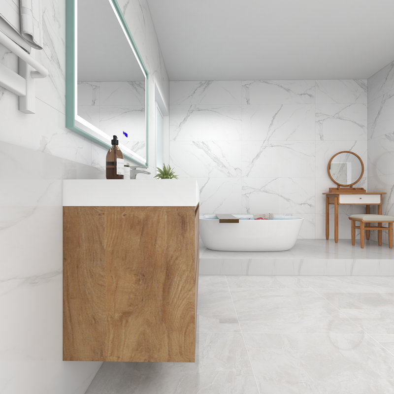 60'' Single Bathroom Vanity with Acrylic Top, White Oak