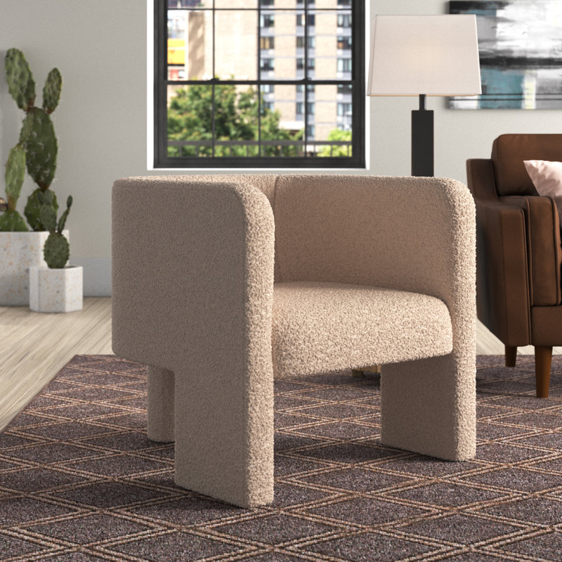 Fauteuil de 30,3 po de large Ellum, Faux laine d'agneau brun clair