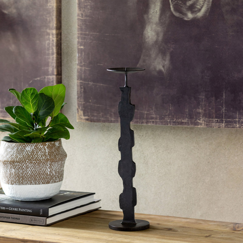 Rustic Modern Iron Tabletop Pillar, 17.5" H x 4.5" W x 4.5" D