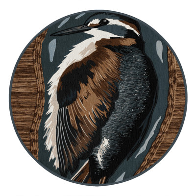 Washable African Darter Wildlife Area Rug