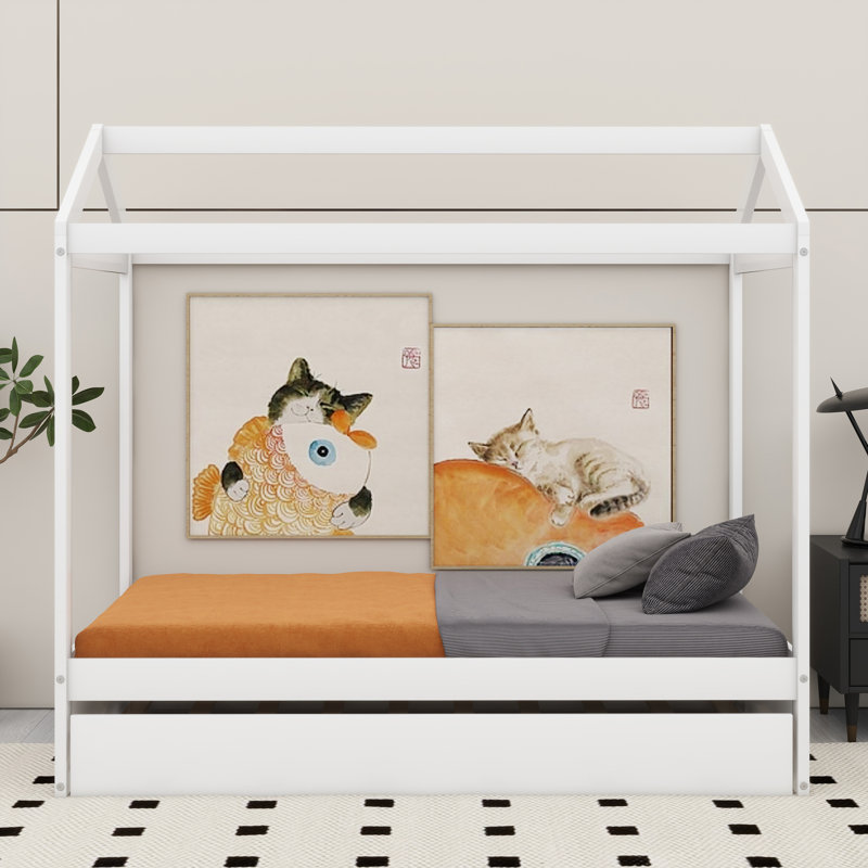 Structure de lit de jour style maison avec couchette