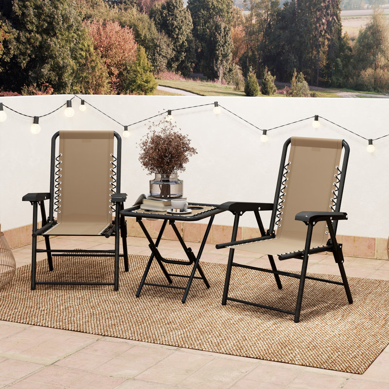 Square 3 - Piece 2 - Person 50Cm L Outdoor Bistro Set, Black/Khaki