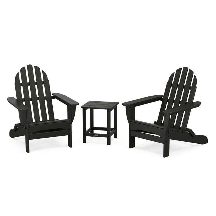 Classic Folding Adirondack 3-Piece Set with Long Island 18" Side Table