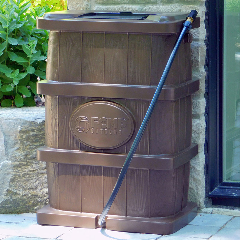 Brown Wood Grain 45 Gallon Rain Catcher Barrel Set