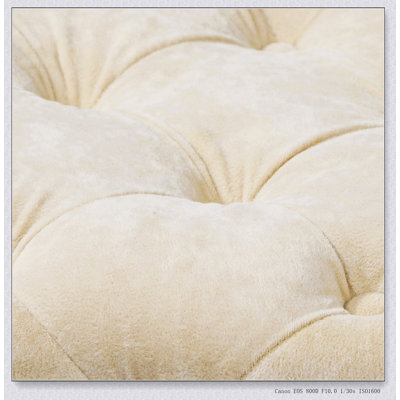 Beige Modern Velvet Upholstered Ottoman, Exquisite Small End Table, Soft Foot Stool
